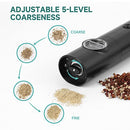 Yamdrok Electric Salt & Pepper Grinder, Automatic Pepper Mill with Adjustable Grind Coarseness, High Capacity Refillable Salt Pepper Shaker with LED Light, Battery Powered, One-Handed Operation