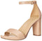 Naturalizer Womens Joy Ankle Strap Heeled Dress Sandal, Creme Brulee Beige Leather, 8 Wide