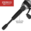Zebco 33 Spincast Reel and Telescopic Fishing Rod Combo, Extendable 22.5-Inch to 6-Foot E-Glass Fishing Pole, Size 30 Reel, Quickset Anti-Reverse Fishing Reel with Bite Alert, Silver/Black