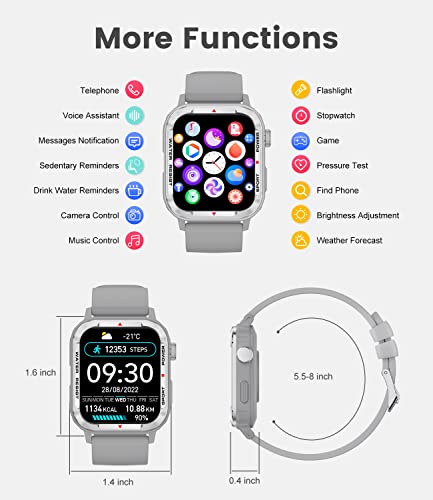 LIGE Smart Watch with Bluetooth Call Answer/Dail for Men Women,1.85'' HD Full Touch Screen Fitness Tracker, Smartwatch with Heart Rate Blood Oxygen Blood Pressure Sleep Monitor for Android and iPhone