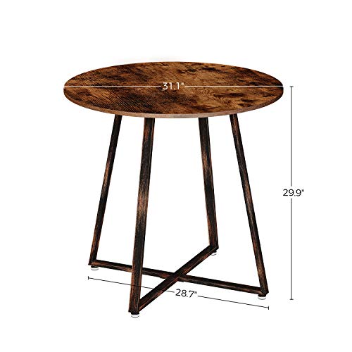 Rolanstar Dining Table Rustic Round Table with Metal Legs for Kitchen Living Room Coffee Table Bristro Table for Cafe/Bar