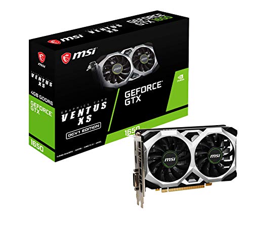 MSI nVidia GeForce GTX 1650 D6 Ventus XS OCV2 Video Card, PCI-E 3.0, 1620 MHz Boost Clock, 1x DisplayPort 1.4a, 1x HDMI 2.0, 1x DVI-D