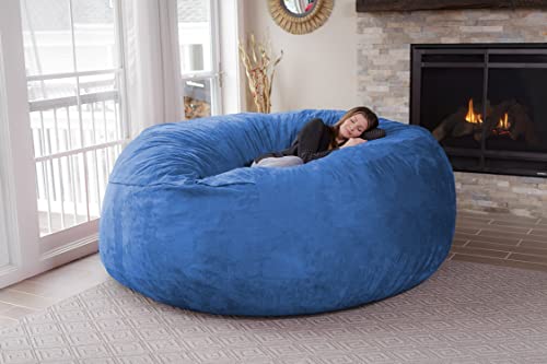 Chill Sack Bean Bag Chair: Giant 8' Memory Foam Furniture Bean Bag - Big Sofa with Soft Micro Fiber Cover - Royal Blue