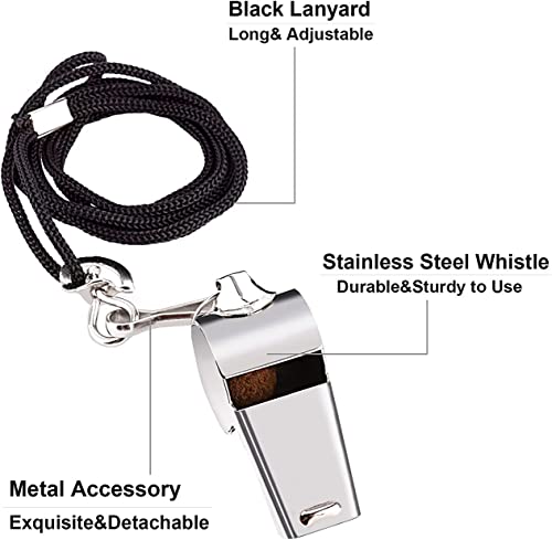 Whistle,Coach Whistles Metal Whistle with Lanyard, Loud Crisp Sound Sports Whistles for Referees, Coaches, Teachers, Polices, Training, Outdoor Sports, Survival, Emergency- 6 Pack