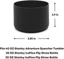 Silicone Boot for Stanley Quencher Adventure 40oz & Stanley IceFlow 20oz 30oz, Water Bottle Bottom Sleeve Cover Compatible with Stanley Tumbler, BPA-Free Anti-Slip Bottom Cover (2PCS) (Black)