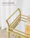 VASAGLE Bar Cart Gold, Home Bar Serving Cart, Small Bar Cart with 3-Tier Mirrored Shelf, Wine Holders, Glass Holders, Mini Bar Cart for Small Spaces, Gold ULRC091A62