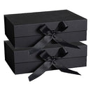 DAWNTREES 2 PCS Black Gift Box with Lid for Presents,26x19x8CM,with Ribbon and Magnetic Closure