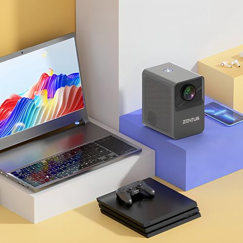 ZENTUS 4K Supported Projector with autofocusing and 40 Degree Keystone, Twitch App, WiFi Bluetooth Portable Projector, 9500 Lumens, Compatible for PC/iPhone/iOS/Android/tablet/PS4/PS5/TV Stick