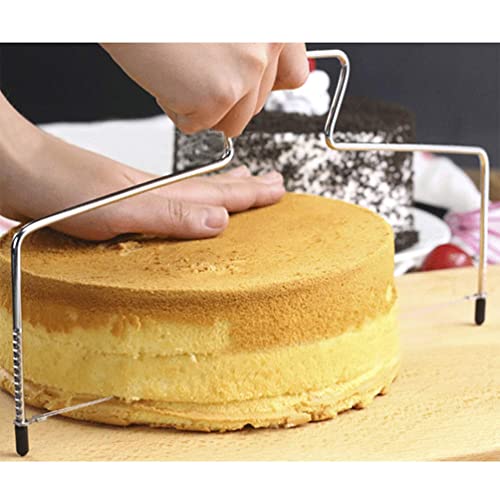 iDopick 2 Pieces Adjustable Cake Levelers Set Double Wire Cake Slicer Cutter for Leveling Tops of Wedding Birthday Layer Cakes