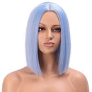 Ladies Medium Length Straight Hair Synthetic Bob Wig (Blue)