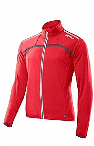 2XU Men's G:2 Microthermal Long Sleeve Jacket, Flame/Charcoal, Small