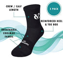 VeloChampion Breathable Sweat Wicking Coolmax Sports Socks (3 Pack) - Black AU 3-5