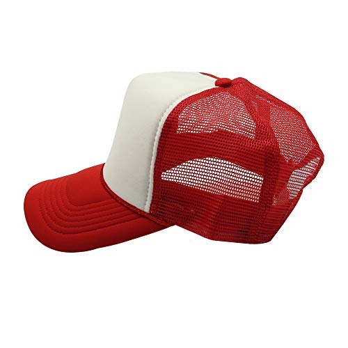 Craftman High Crown Foam Front Mesh Back Classic Trucker Hat with Adjustable Snapback for Men and Women(Red/White)