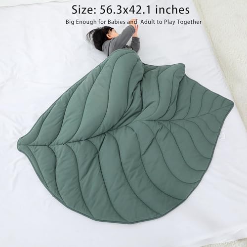 100% Cotton Leaf Nursery Rug, Machine Washable Baby Play Mat for Nursery Decor, Play Mat for Baby, Special Baby Floor Mat for Baby Gifts, Crawling Baby Mat for Tummy Time Infants