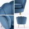 La Bella Shell Scallop Navy Blue Armchair Accent Chair Velvet + Round Ottoman Footstool