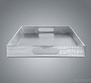 Beautiful Modern Elegant Silver 18x12 Rectangle Glossy Alligator Croc Decorative Ottoman Coffee Table Perfume Living Dining Room Kitchen Serving Tray with Handles by Home Trends for All Occassion's