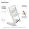 Tripp Trapp Chair from Stokke, White - Adjustable, Convertible Chair for Toddlers, Children & Adults - Convenient, Comfortable & Ergonomic - Classic Design