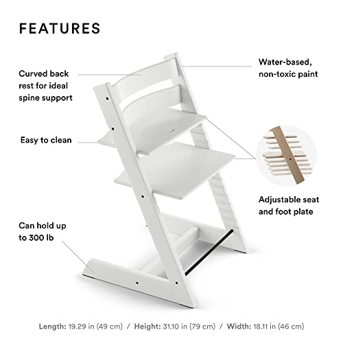 Tripp Trapp Chair from Stokke, White - Adjustable, Convertible Chair for Toddlers, Children & Adults - Convenient, Comfortable & Ergonomic - Classic Design