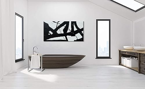 zoinart Large Black and White Wall Paintings 60x30 Inches Modern Abstract Texture Canvas Wall Art Minimalism Artwork