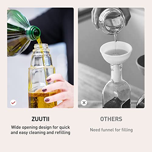 Zuutii Olive Oil Dispenser, Drip Free Spout Oil Dispenser Bottle for Kitchen Glass Oil and Vinegar Dispenser Olive Oil Bottle Cooking Oil Dispenser Soy Sauce Dispenser Oil Container Cream White