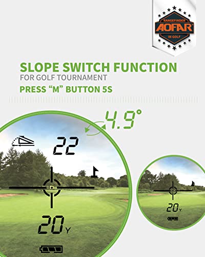 AOFAR GX-2S Golf Rangefinder Slope on/Off, Flag-Lock with Vibration, 600 Yards Range Finder, 6X 25mm Waterproof, Carrying Case, Free Battery, Gift Packaging