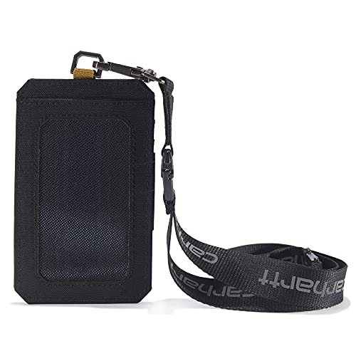 Carhartt Standard, Water-Repellent Canvas ID Holder with Reflective Lanyard, Nylon Duck (Black), One Size