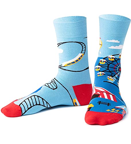 TODO Colours Funny Socks with Motif - Multicoloured, Colourful, Crazy for Joy of Life, Rollercoaster, 8-10 US