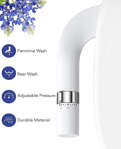 Toilet Bedette, Ultra-Slim Bidet Attachment for Toilet Dual Nozzle (Feminine/Posterior Wash) Hygienic Bidets for Existing Toilets, Adjustable Water Pressure Cold Water Sprayer Baday