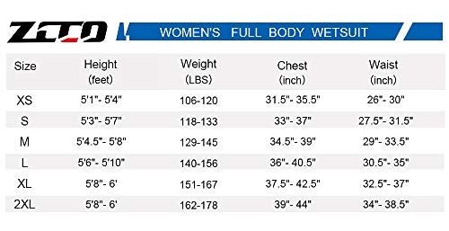 ZCCO 3mm Neoprene Wetsuits, Front Zip Full Body Men and Women Diving Suit, one Piece for Snorkeling, Scuba Diving Swimming, Surfing