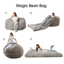 Homguava Chenille Bean Bag Chair, Variable Shape from Bean Bag to Matress, Convertible Beanbag Chair for Home, Living Room(Full, Grey)