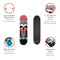 Xootz Kids Skateboard, Double Kick Trick Skate Board with Maple Deck, for Boys & Girls, Multiple Designs, 31 inch