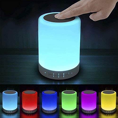 Elecstars Touch Bedside Lamp - with Bluetooth Speaker, Dimmable Color Night Light, Outdoor Table Lamp with Smart Touch Control, Best Men Women Teens Kids Children Sleeping Aid (White)