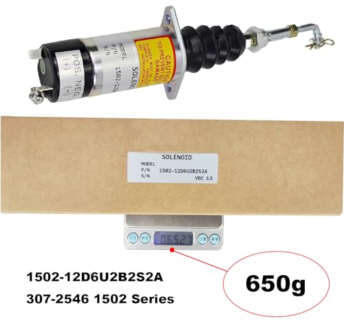 ZeeKee 1502 Series Fuel Shut off Solenoid Stop Solenoid 1502-12D6U2B2S2A Compatible with Woodward 307-2546 Diesel Engine 12V