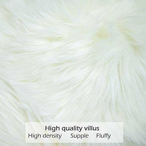 LIGICKY Decorative Lumbar Soft Faux Fur Throw Pillow Cover Luxury Series Rectangle Plush Pillow Case Cushion Cover for Couch Sofa Bed (12" x 20", White)