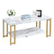 Giantex Marble Print Coffee Table, Accent Rectangular Cocktail Table, 2-Tier Tea Table w/MDF Top & Gold Print Metal Frame, Water Resistant Version, Desk Beside Sofa, End Table w/Hollow Metal Legs