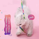 PELLUM Cat Toys, Cat Rainbow Wand Toy Cat Teaser Toy, Interactive Cat Toy Wand Kitten Toys, Colorful Ribbon Charmer for Indoor Cats to Play Chase Exercise - 2PCS