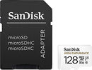Sandisk High Endurance microSDXC Card, SQQNR 128G, UHS-I, C10, U3, V30, 100MB/s R, 40MB/s W, SD adaptor, 2Y, White (SDSQQNR-128G-G)