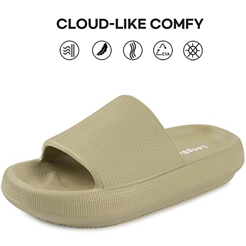 LongBay Cloud Slides for Women and Men, Comfy Pillow Slipper Shower Sandals Shoes with Arch Support for Pool Beach Home Indoor Outdoor Use, 7.5-8.5women/6-7men, Green