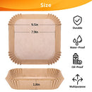 100 PCS Disposable Paper Liner for Air Fryer, Parchment Liners Disposable Large for 5-8 Qt Basket, Square Baking Paper-Liners for Baking Roasting Microwave