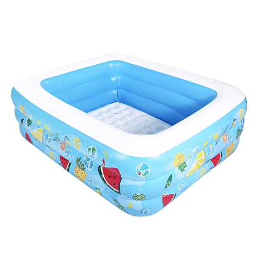 Kiddie Pool, 185cm × 148cm × 56cm Inflatable Pool with Inflatable Soft Floor, Cool Summer Swimming Pool for Kids and Family, Blow Up Pool for Backyard, Garden, Indoor, or Outdoor