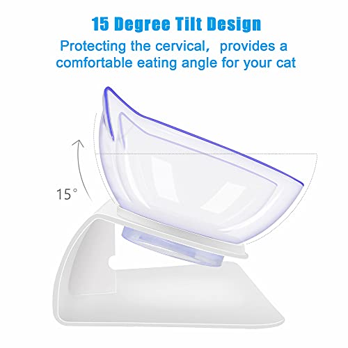 UPSKY Cat Bowls Elevated Cat Food Water Bowls Set, 15° Tilted Raised Cat Bowls, Anti Vomiting Cat Dish Pet Feeder Bowls with Stand for Indoor Cats and Small Dogs