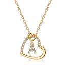 M MOOHAM CZ Heart Initial Necklaces, 14K Gold Filled Heart Initial Necklaces for Teen Girls Women, Dainty Letter Necklace for Women Kids Girls Jewelry Cute Heart Necklace Jewelry for Girls Gifts, Brass, Cubic Zirconia