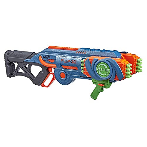 Nerf Elite 2.0-Flipshots Flip-32 Blaster-Fire 16 Darts Then Flip Barrel To Quickly Fire 16 More-Fire 1 or 2 Darts At A Time-Outdoor Games And Toys For Kids-Boys And Girls-F2553-Ages 8plus