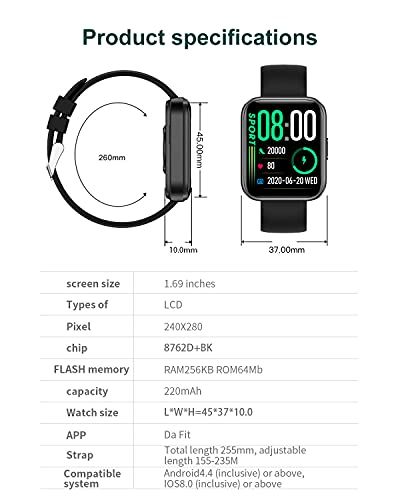 LIGE Smart Watch for Men Bluetooth Call Answering,1.69'' HD DIY Fitness Tracker with 24/7 Heart Rate Sleep Monitor Step Counter, 5ATM Waterproof Men's Smart Watches for Android iOS Black
