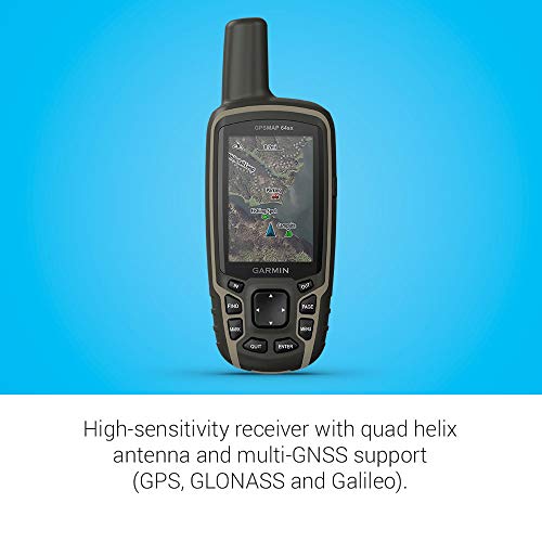 Garmin GPSMAP 64sx, Handheld GPS with Altimeter and Compass, Preloaded with TopoActive Maps, Black/Tan