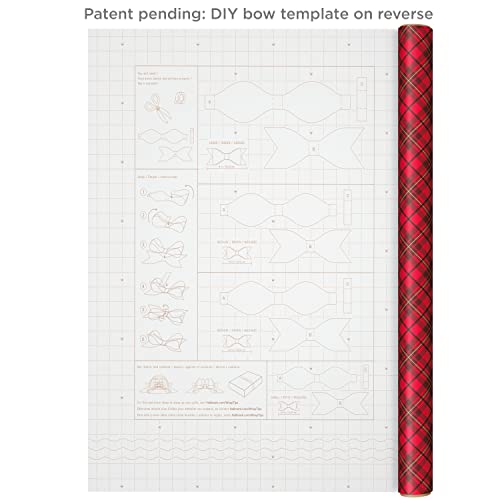 Hallmark Holiday Wrapping Paper with Optional DIY Bow Templates on Reverse (3 Rolls: 120 sq. ft. TTL) Red Plaid, Stripes, Polka Dots for Christmas, Valentines Day, Birthdays, Graduations