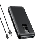 30000mAh Power Bank, VEEKTOMX 20W PD 3.0 & QC 3.0 USB C Fast Charging Portable Charger with LED, High-Capacity Battery Pack Compatible with iPad, iPhone, Android(Black)