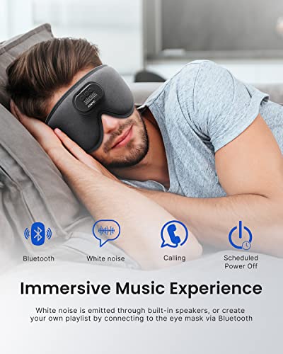 RENPHO EyeSnooze Sleep Mask - Ultra Soft HD Bluetooth Sleep Eye Mask with Music, Headphones for Side Sleepers/Men, Upgraded 3D Light Blocking Sleep Mask, Comfort Nigh Eye Mask, Ideal Gift