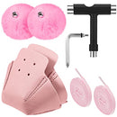 Wettarn 8 Pieces Roller Skate Sets Including 2 Pieces Fluffy Tie-on Roller Skate Pom Poms 2 Pieces Toe Cap Guards 2 Pieces Pink Shoelaces 2 All-in-one Skate Tools for Roller Skating