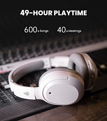 Edifier W820NB Hybrid Active Noise Cancelling Headphones - Hi-Res Audio - 49H Playtime - Comfortable Fit - Wireless Bluetooth Headphones for Travel, Flight, Train, Commute - White